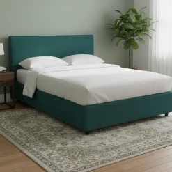 Letto Matrimoniale Verde Petrolio Sfoderabile Contenitore, Dimensione Materasso 160x200 cm - Peia