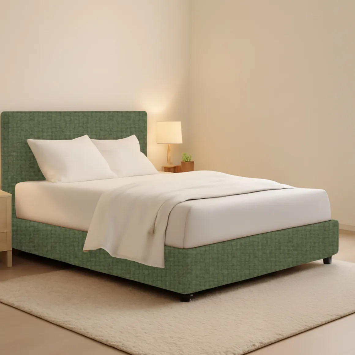 Letto Matrimoniale Verde Sfoderabile Contenitore, Dimensione Materasso 160x190 cm - Fasanella