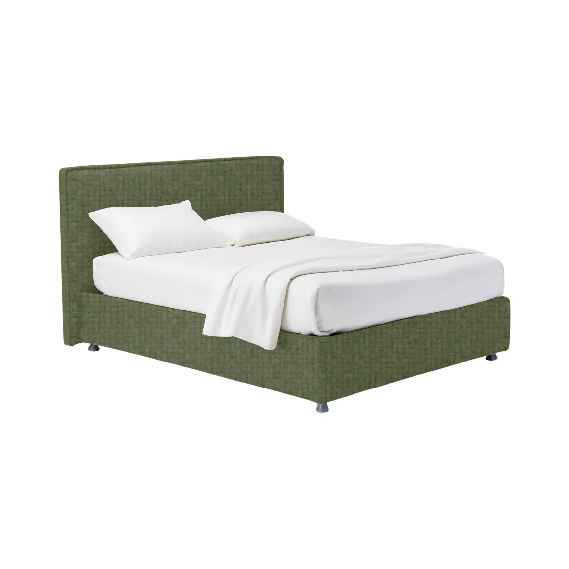 Letto Matrimoniale Verde Sfoderabile Contenitore, Dimensione Materasso 160x190 cm - Fasanella