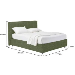 Letto Matrimoniale Verde Sfoderabile Contenitore, Dimensione Materasso 160x190 cm - Fasanella
