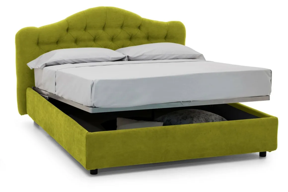 Letti Matrimoniali > Dmora Letto Matrimoniale Sfoderabile Contenitore, Dimensione Materasso 160x190 cm Made in Italy - Brienno Verde