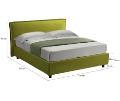 Letto Matrimoniale Verde Sfoderabile Contenitore, Dimensione Materasso 160x190 cm Made in Italy - Brolo