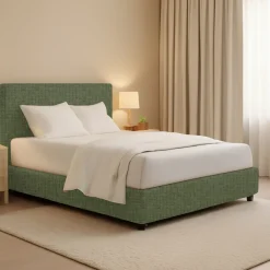 Letto Matrimoniale Verde Sfoderabile Contenitore, Dimensione Materasso 160x200 cm - Lenta