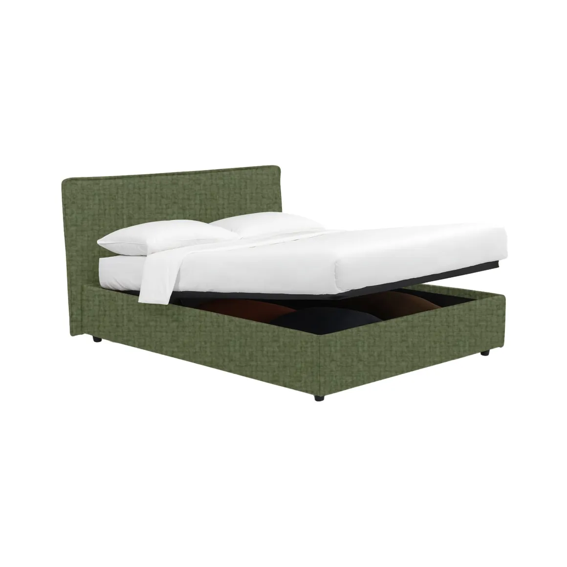 Letto Matrimoniale Verde Sfoderabile Contenitore, Dimensione Materasso 160x200 cm - Peia