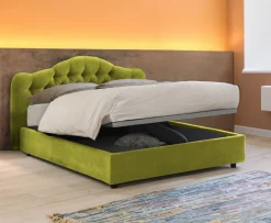 Letti Matrimoniali > Dmora Letto Matrimoniale Sfoderabile Contenitore, Dimensione Materasso 160x200 cm Made in Italy - Ator Verde