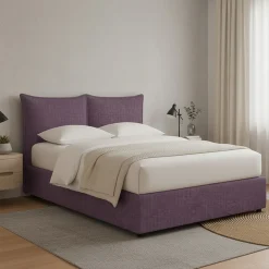 Letto Matrimoniale Viola Lilla Sfoderabile Contenitore, Dimensione Materasso 160x190 cm - Calcio