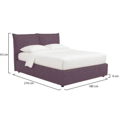Letto Matrimoniale Viola Lilla Sfoderabile Contenitore, Dimensione Materasso 160x190 cm - Calcio