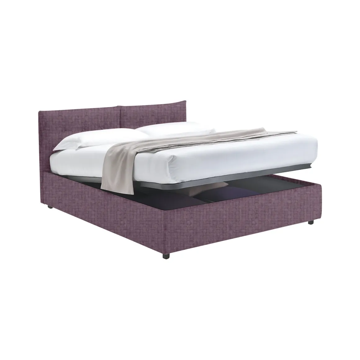 Letto Matrimoniale Viola Lilla Sfoderabile Contenitore, Dimensione Materasso 160x190 cm - Levice