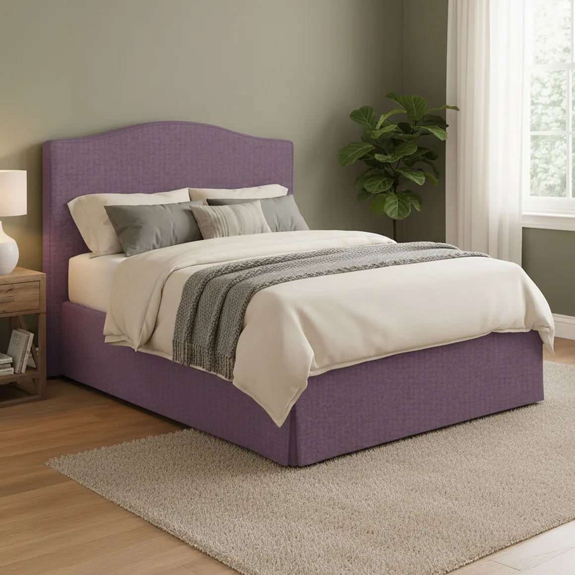 Letto Matrimoniale Viola Lilla Sfoderabile Contenitore, Dimensione Materasso 160x200 cm - Orgiano