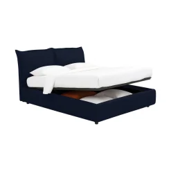 Letto Matrimoniale Viola Scuro Sfoderabile Contenitore, Dimensione Materasso 160x190 cm - Calcio