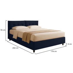 Letto Matrimoniale Viola Scuro Sfoderabile Contenitore, Dimensione Materasso 160x190 cm - Levice