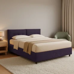 Letti Matrimoniali|Letti Contenitore > Dmora Letto Matrimoniale Sfoderabile Contenitore, Dimensione Materasso 160x190 cm - Lioni Viola