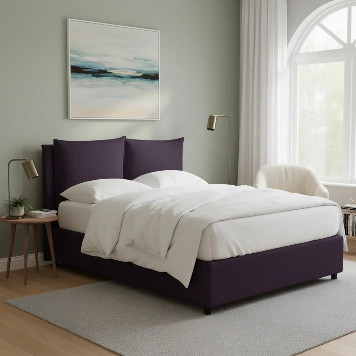 Letto Matrimoniale Viola Sfoderabile Contenitore, Dimensione Materasso 160x190 cm - Riesi