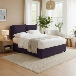 Letti Matrimoniali|Letti Contenitore > Dmora Letto Matrimoniale Sfoderabile Contenitore, Dimensione Materasso 160x200 cm - Frinco Viola