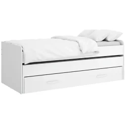 Letti Per Bambini > Dmora Letto per Bambini Contenitore Letto Superiore Adatto a Rete 90x200 cm Senza Piedini, Letto Inferiore Rete non Necessaria, - Glorenza Bianco
