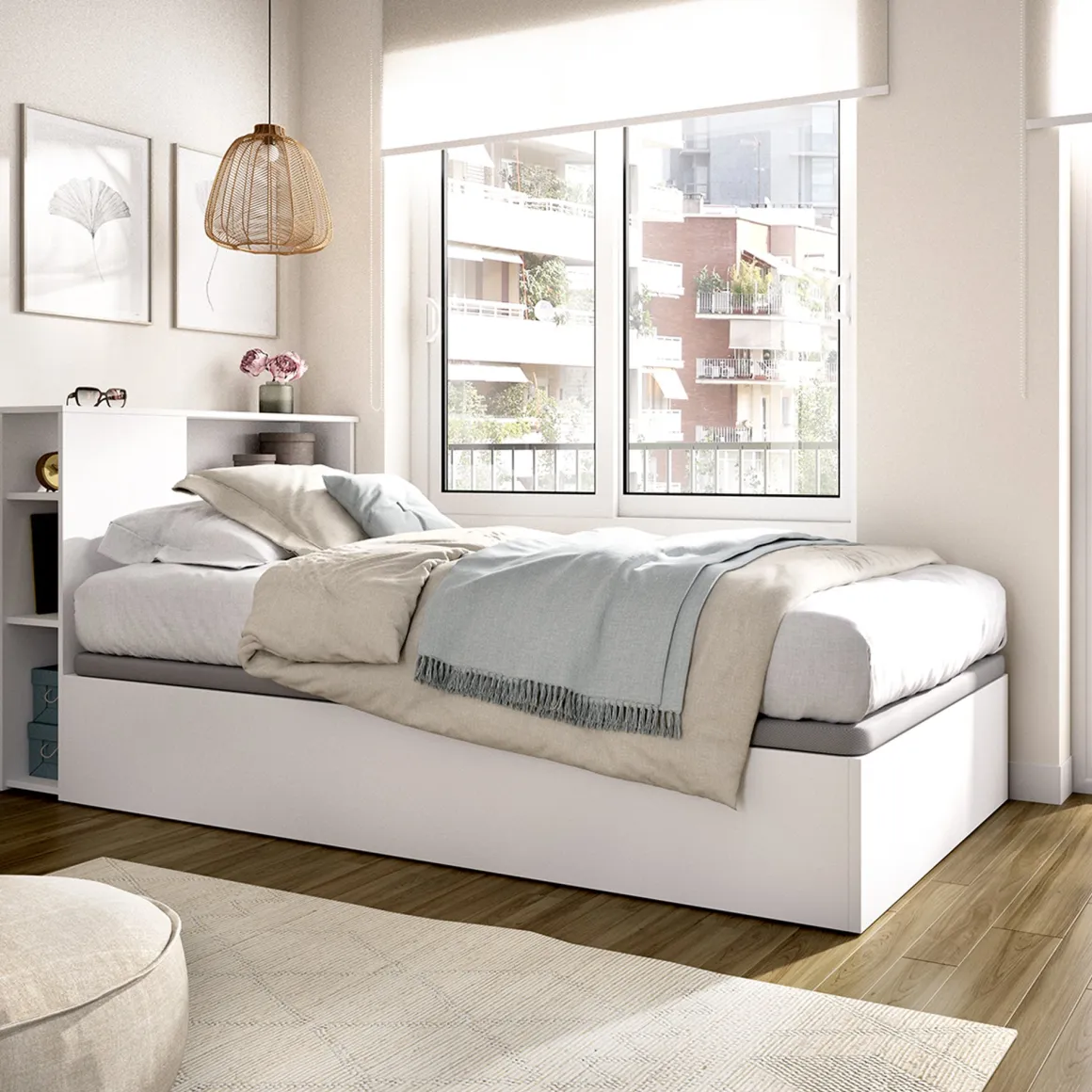 Letto per Bambini Bianco Contenitore, Dimensione Materasso 90x190 cm - Kenai