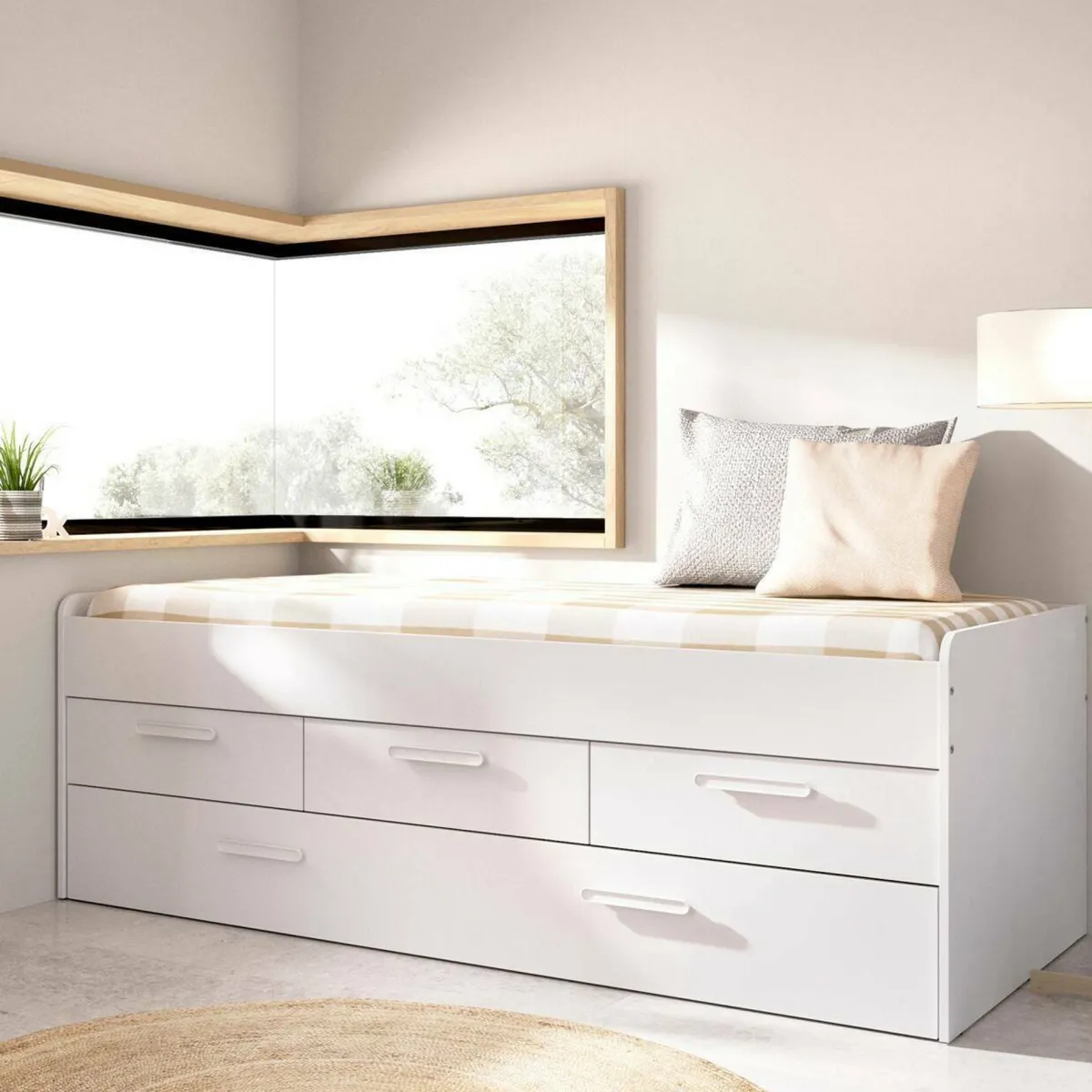 Cameretta|Letti Estraibili > Dmora Letto per bambini 4 cassetti 194x95cm - Aftro Bianco