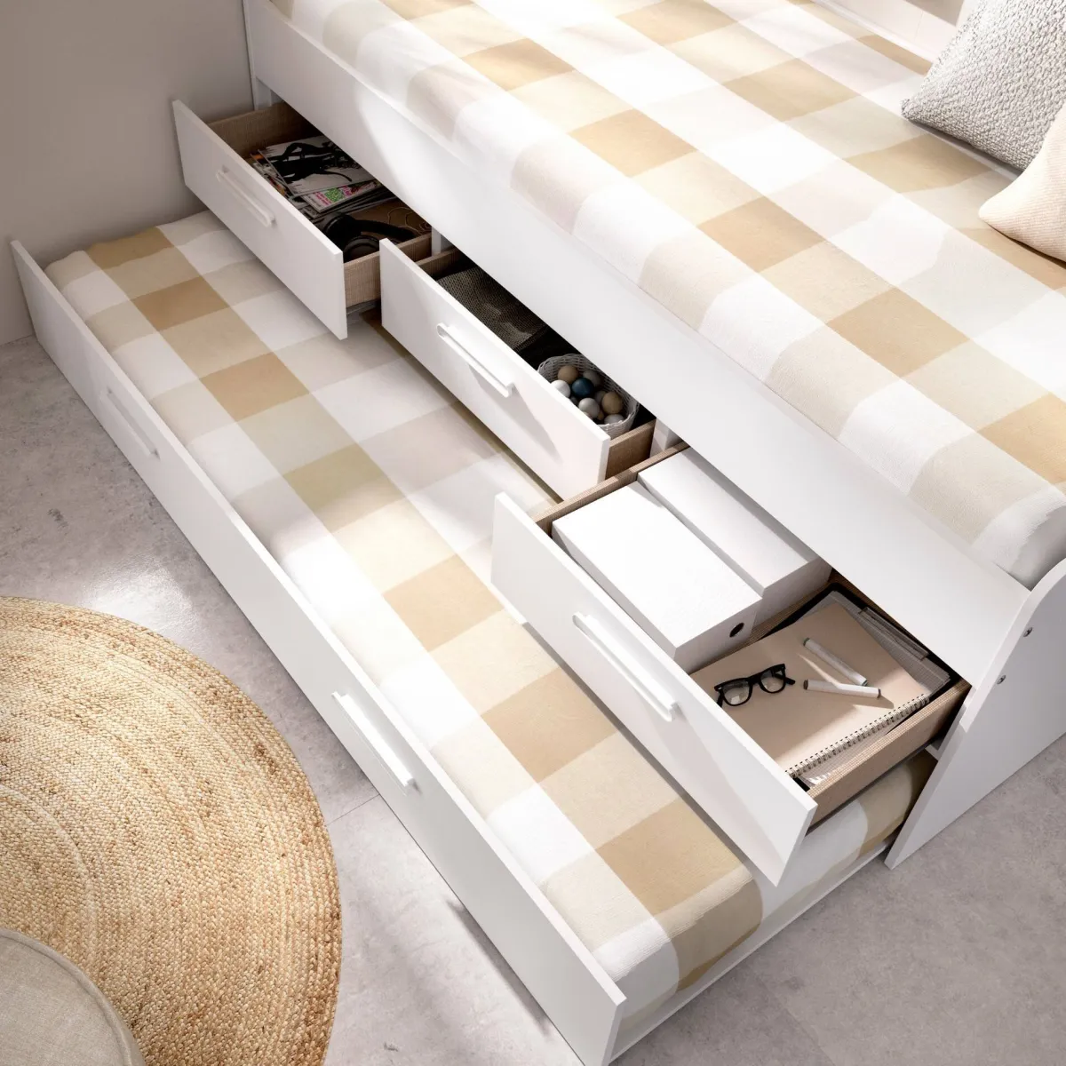 Cameretta|Letti Estraibili > Dmora Letto per bambini 4 cassetti 194x95cm - Aftro Bianco