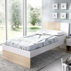 Letto per bambini classico 196x97cm bianco e rovere - Allegro