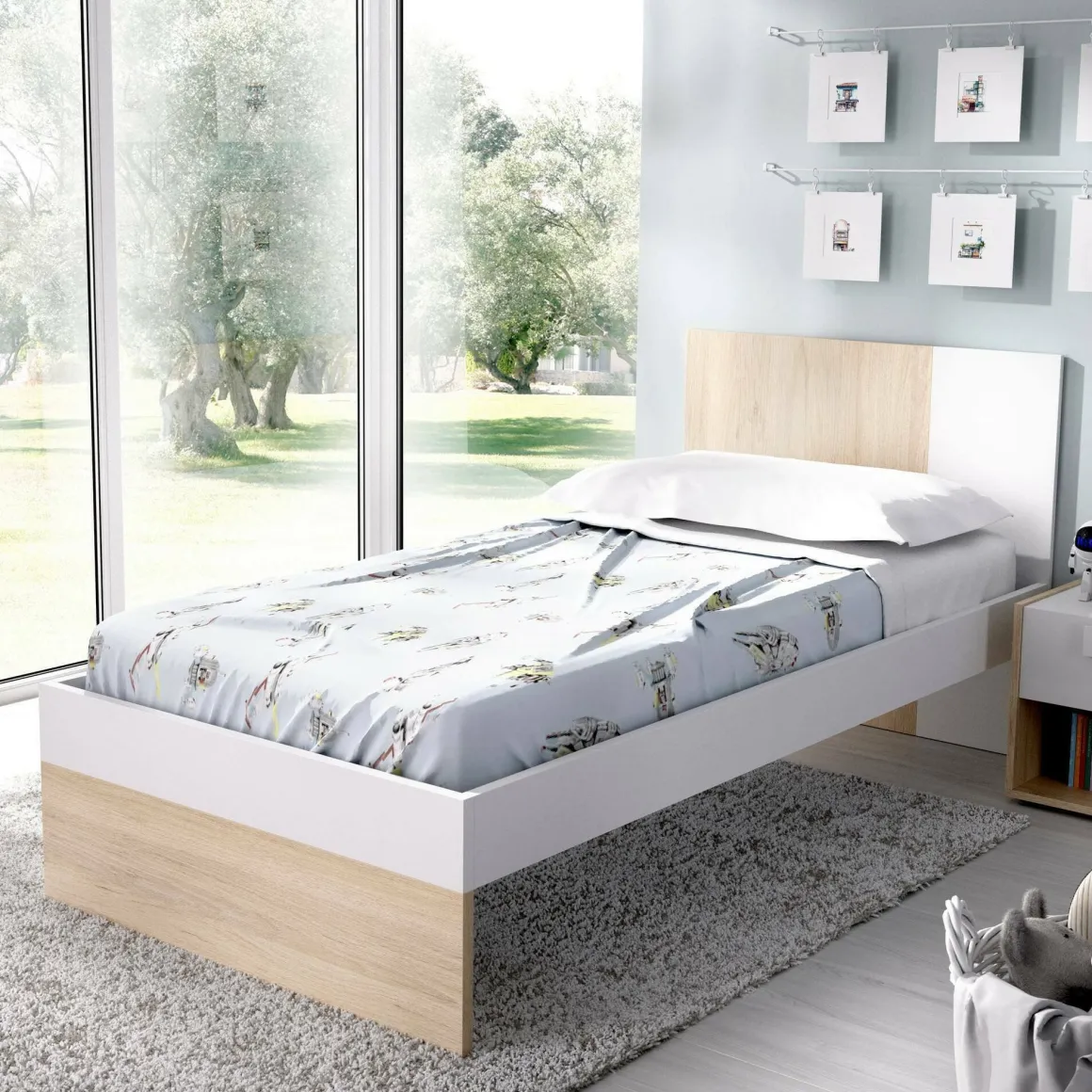 Letto per bambini classico 196x97cm bianco e rovere - Allegro