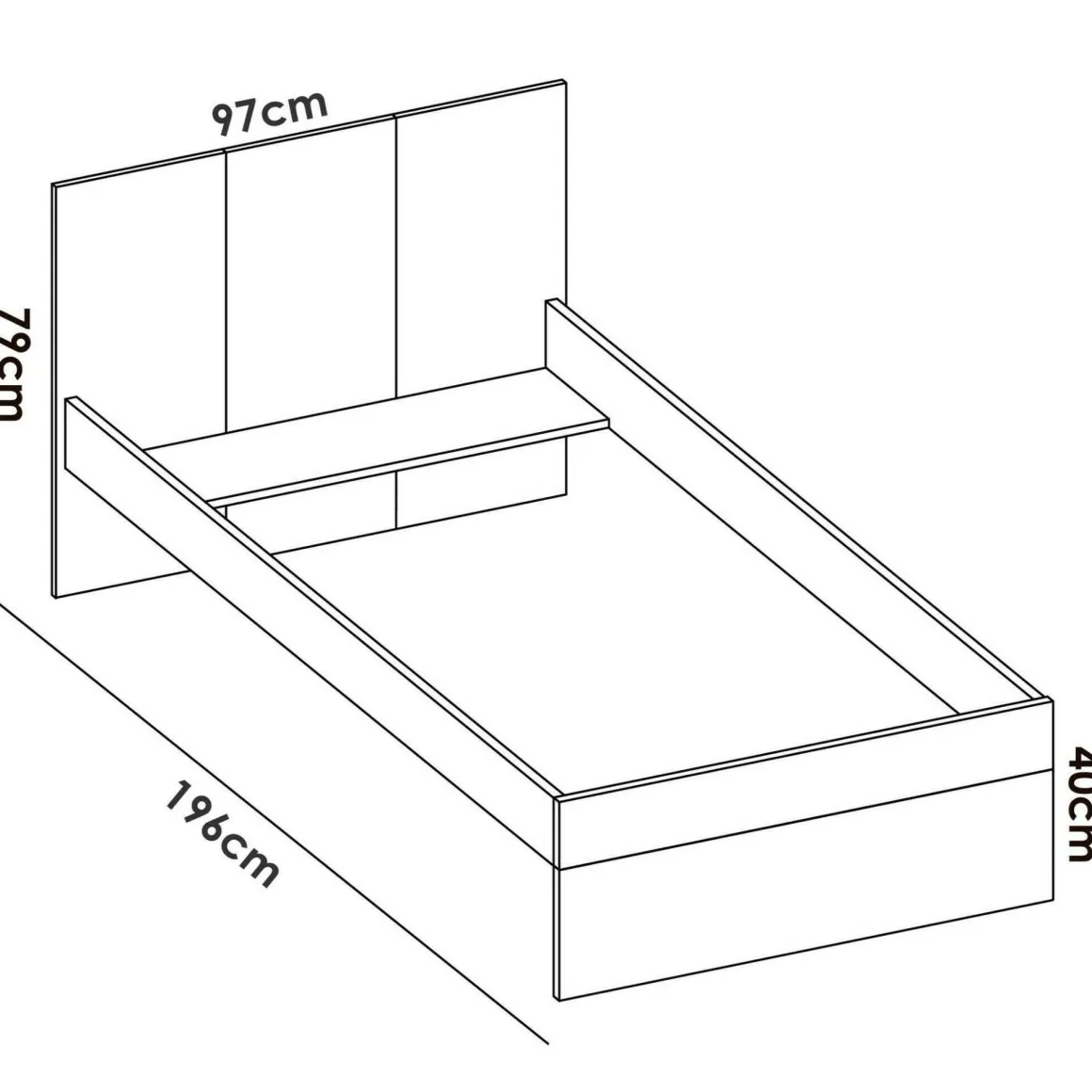 Letto per bambini classico 196x97cm bianco e rovere - Allegro