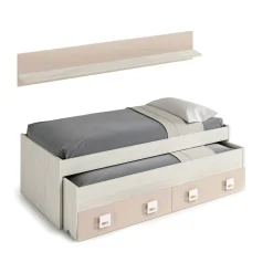 Cameretta|Letti Estraibili > Dmora Letto per bambini compatto 199x96cm bianco e rosa - Asi Rosa, Bianco