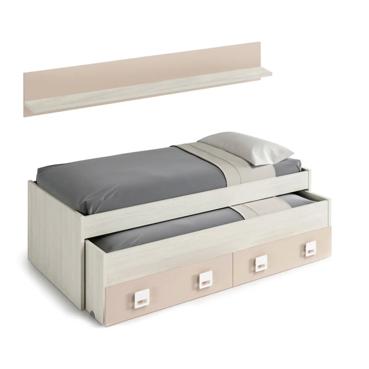 Cameretta|Letti Estraibili > Dmora Letto per bambini compatto 199x96cm bianco e rosa - Asi Rosa, Bianco