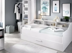 Letto per bambini con ripiani e 1 cassetto 194x120cm bianco - Annya