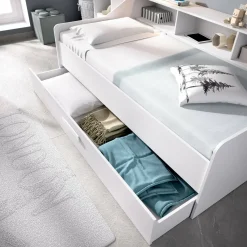 Letto per bambini con ripiani e 1 cassetto 194x120cm bianco - Annya