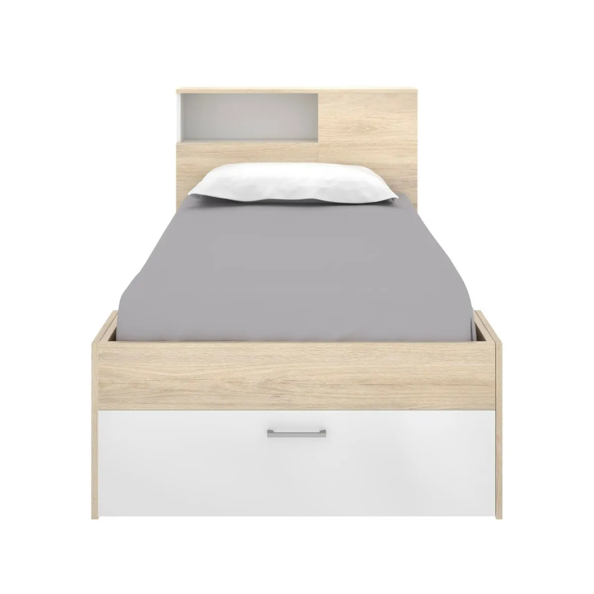 Letti Contenitore|Letti Singoli > Dmora Letto per bambini moderno bianco e rovere 99x218cm adatto per materasso 90x190 cm - Adrielle Marrone, Bianco Rovere