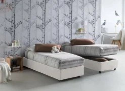 Letti Singoli|Letti Contenitore > Dmora Letto 1 piazza con contenitore 95x205cm design - Aren Bianco