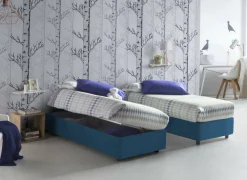 Letti Singoli|Letti Contenitore > Dmora Letto 1 piazza con contenitore 95x205cm moderno - Aren Blu