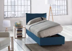Letti Singoli|Letti Contenitore > Dmora Letto 1 piazza con contenitore 95x205cm moderno - Aren Blu