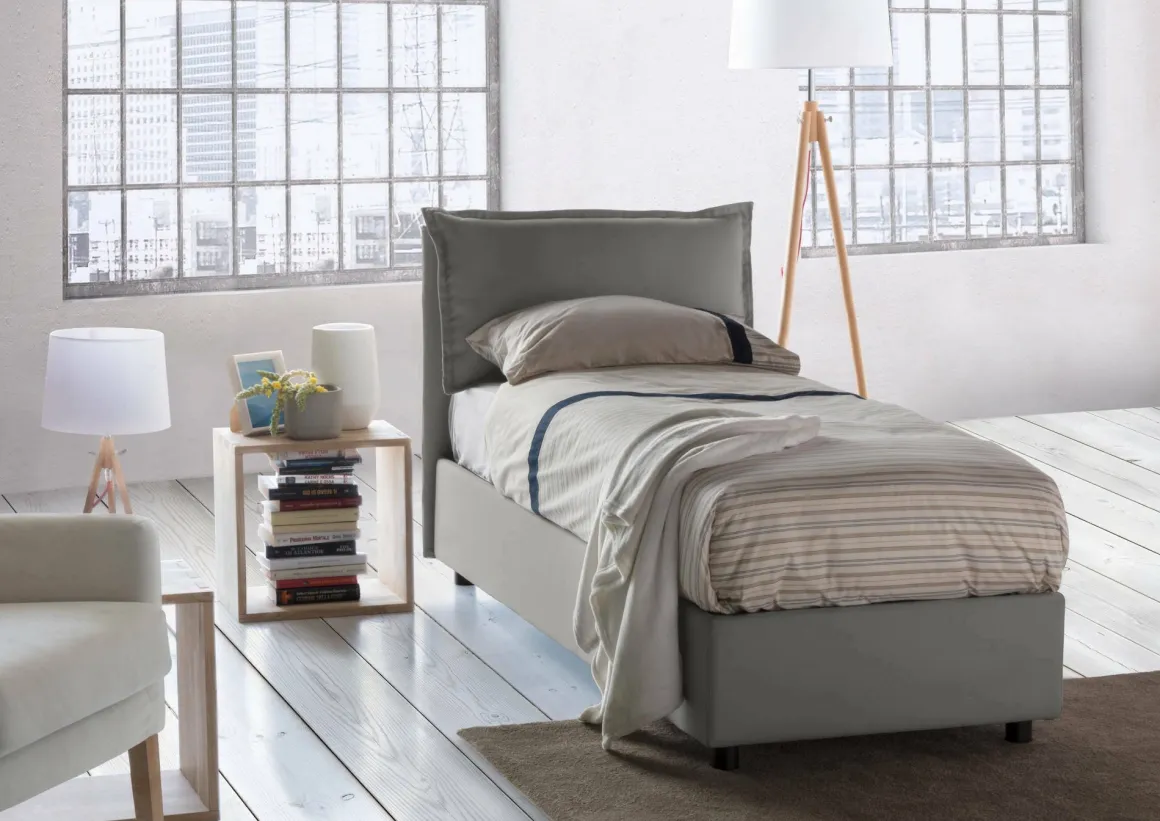 Letti Singoli|Letti Contenitore > Dmora Letto 1 piazza con contenitore 95x205 - Astor Rosso
