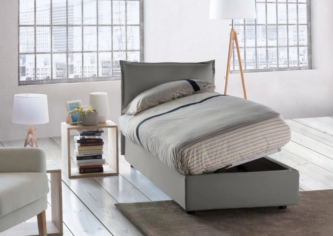 Letti Singoli|Letti Contenitore > Dmora Letto 1 piazza con contenitore 95x205 - Astor Rosso