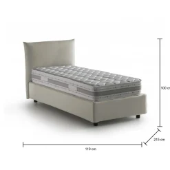 Letto 1 piazza contenitore beige 110x215cm sfoderabile - Azeglio