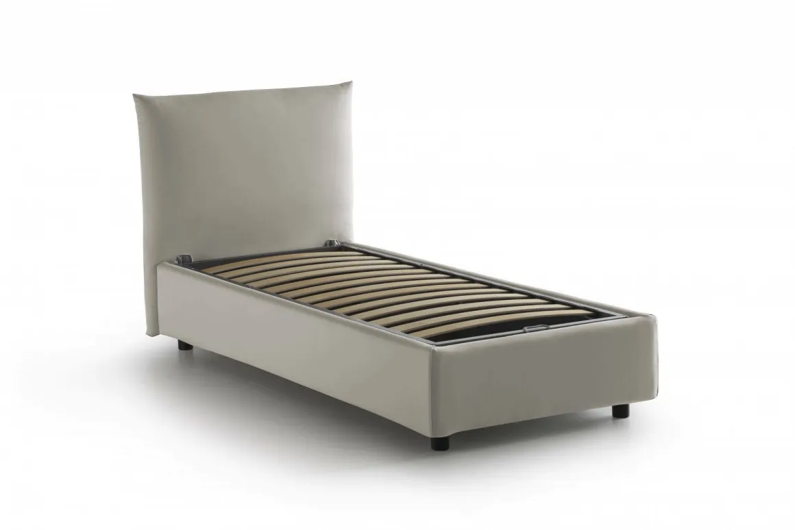 Letto 1 piazza contenitore beige 110x215cm sfoderabile - Azeglio