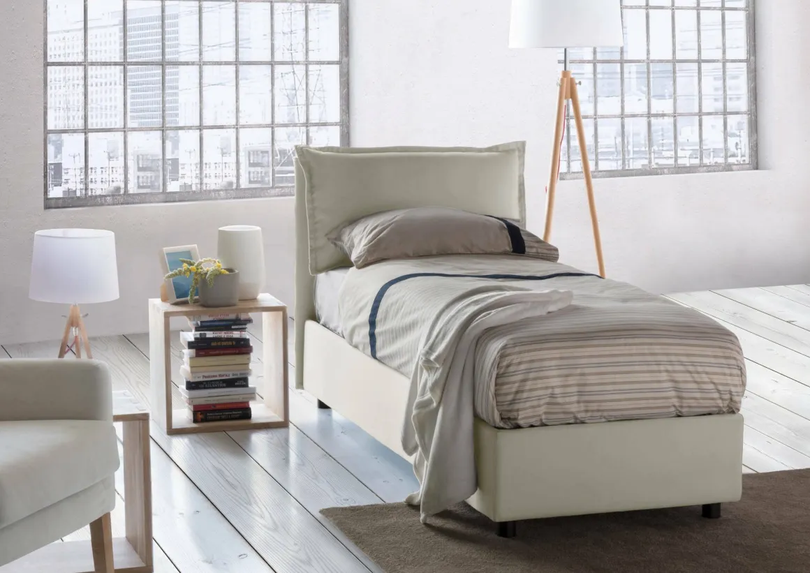 Letto 1 piazza contenitore beige 95x205cm comfort - Aphrodite