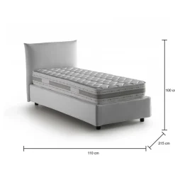 Letti Singoli|Letti Contenitore > Dmora Letto 1 piazza contenitore 110x215cm sfoderabile - Azeglio Bianco