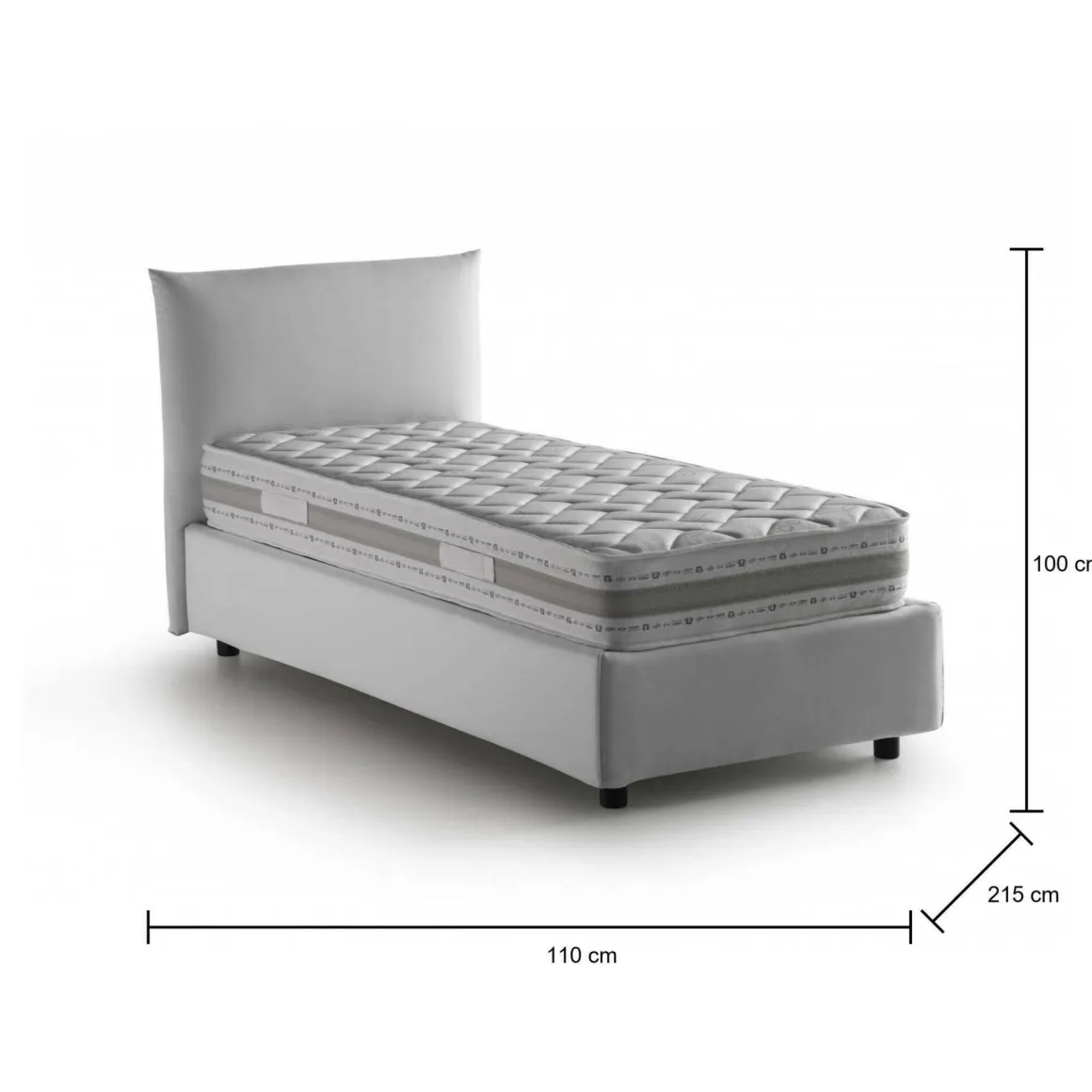Letti Singoli|Letti Contenitore > Dmora Letto 1 piazza contenitore 110x215cm sfoderabile - Azeglio Bianco