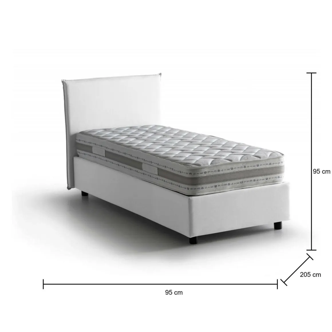 Letto 1 piazza contenitore bianco 95x205cm moderno - Aquilla