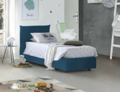 Letti Singoli|Letti Contenitore > Dmora Letto 1 piazza contenitore 110x215cm materasso incluso - Astianatte Blu