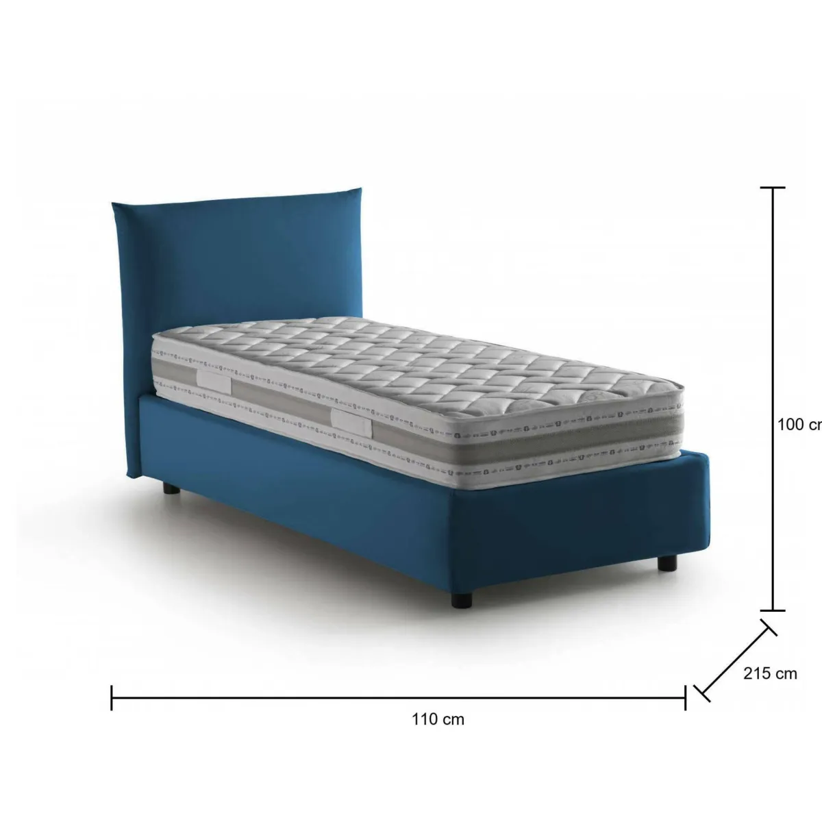 Letti Singoli|Letti Contenitore > Dmora Letto 1 piazza contenitore 110x215cm materasso incluso - Astianatte Blu