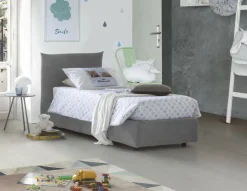 Letto 1 piazza contenitore grigio 110x215cm materasso incluso - Azeglio