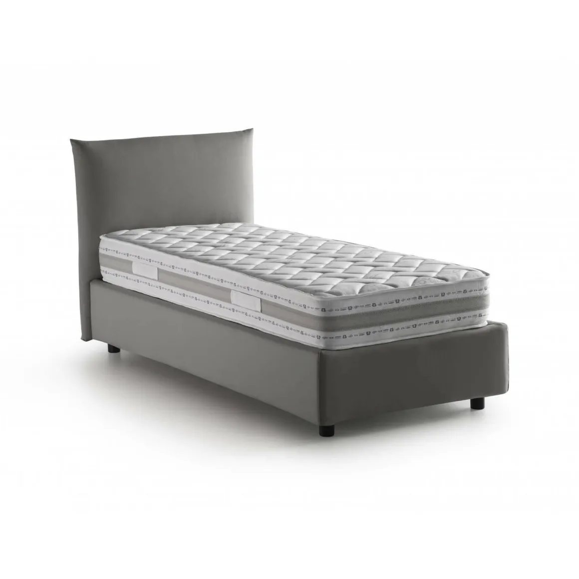 Letto 1 piazza contenitore grigio 110x215cm materasso incluso - Azeglio