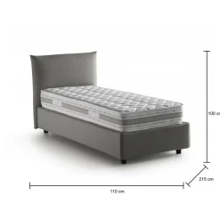 Letto 1 piazza contenitore grigio 110x215cm materasso incluso - Azeglio