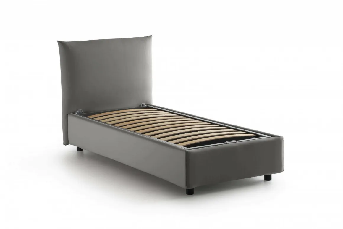 Letto 1 piazza contenitore grigio 110x215cm materasso incluso - Azeglio