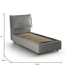 Letto 1 piazza contenitore grigio 95x205cm comfort - Aphrodite