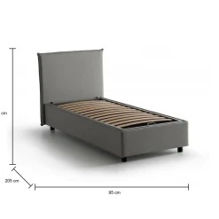 Letto 1 piazza contenitore grigio 95x205cm moderno - Acuila