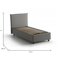 Letto 1 piazza contenitore grigio 95x205cm sfoderabile - Argentino